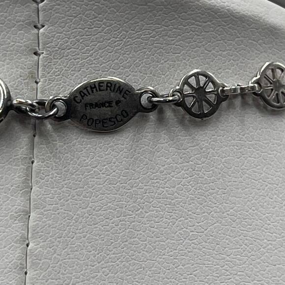 Catherine Popesco France Elegant Cameo Rhinestone Crystal Halo‎ Circle Necklace - Picture 13 of 16